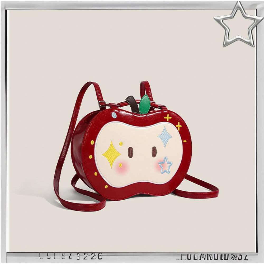 Love and Deepspace Caleb Apple Tote Bag, Embroidered Red PU Leather,Adjustable S